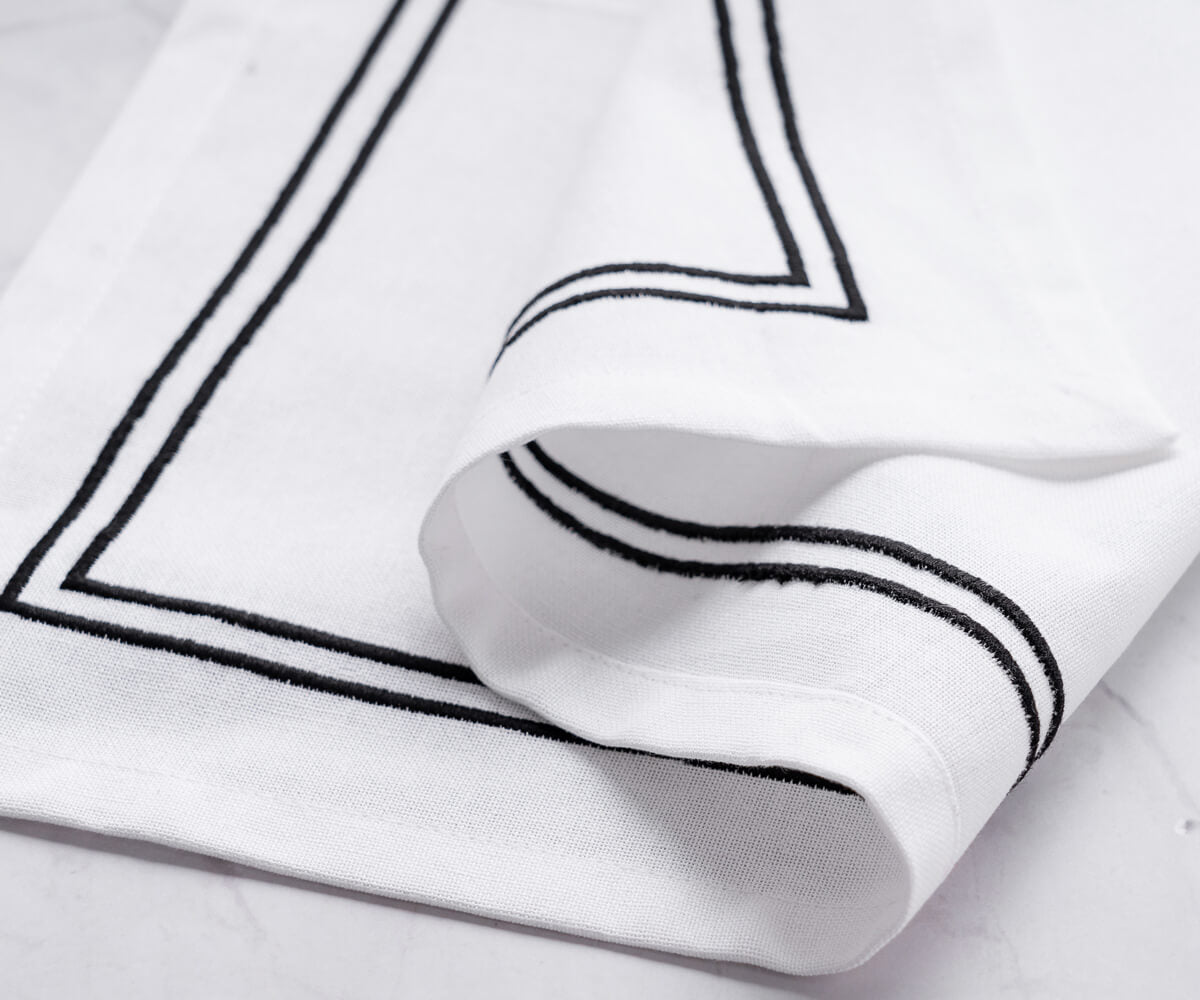 Embroidery Napkins - Black Dinner Napkins