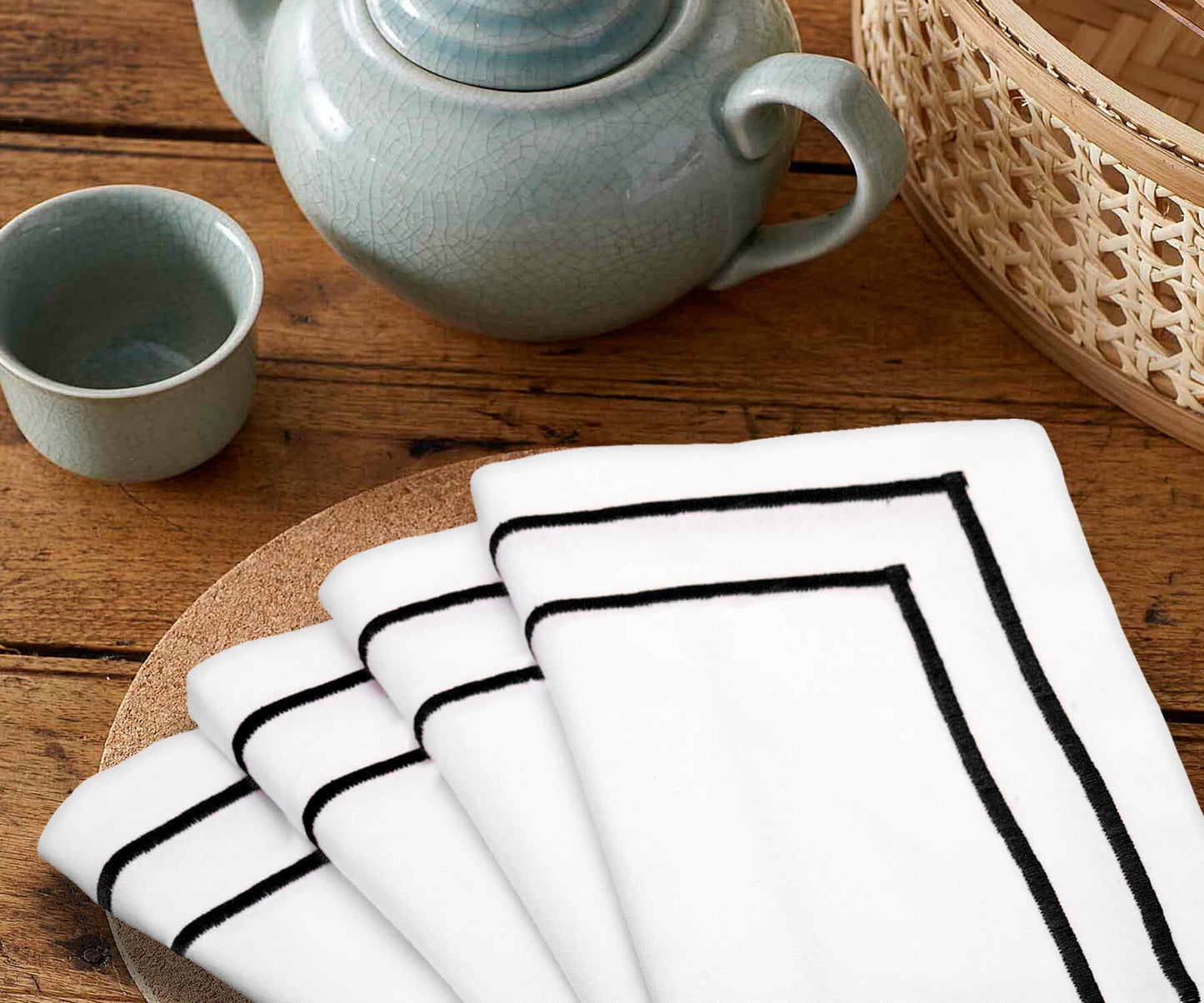Embroidery Napkins - Black Dinner Napkins