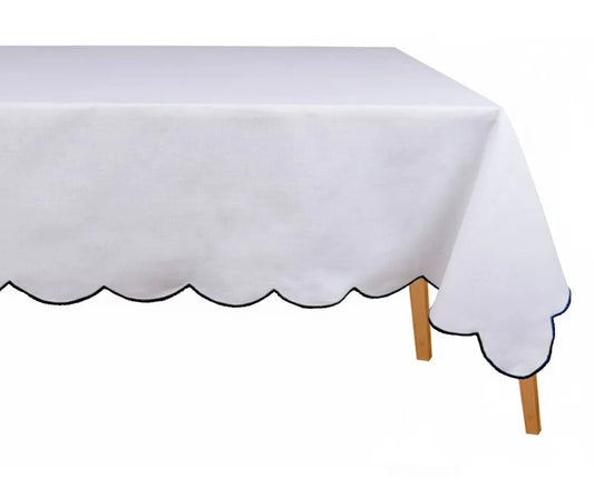 Black and White Tablecloth - Wavy Edge