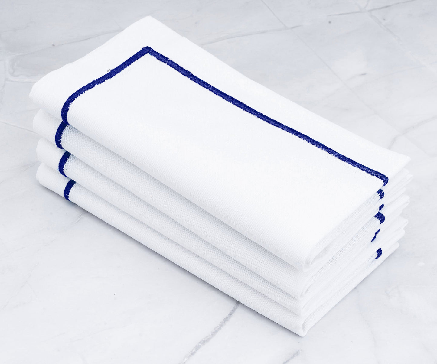 Royal Blue Embroidery Napkins - Line Design