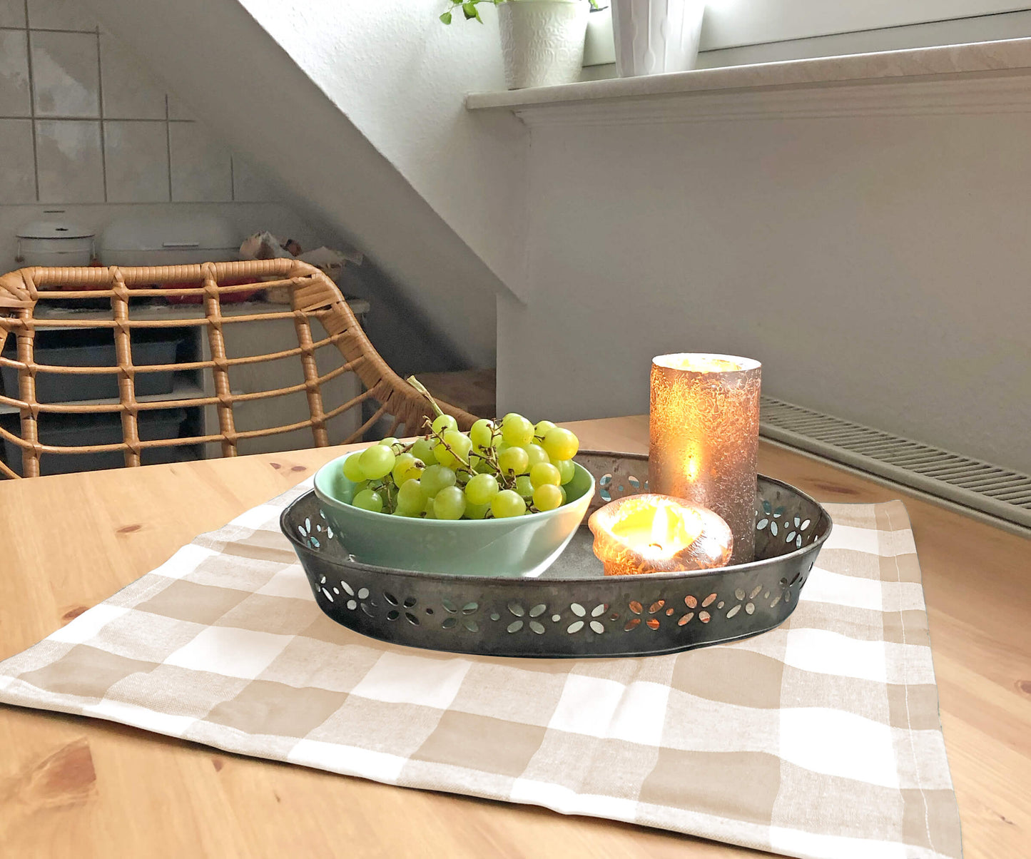Beige And Cream Buffalo Checkered Napkins