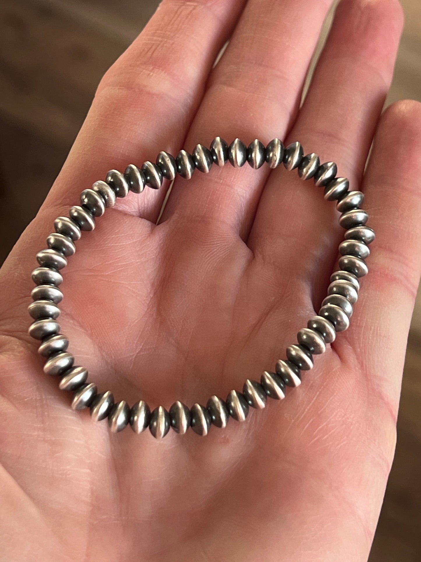 Vinita Cowboy Handmade Sterling Silver 5.5mm Stretch Bracelet