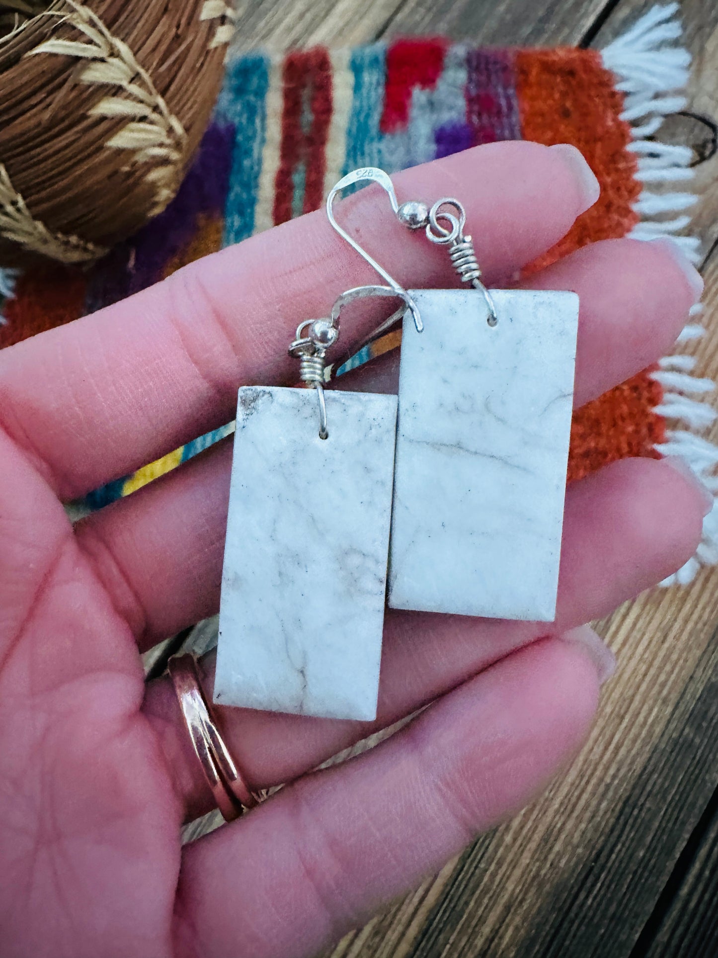 Handcrafted Multi Stone Inlay Slab Dangle Earrings
