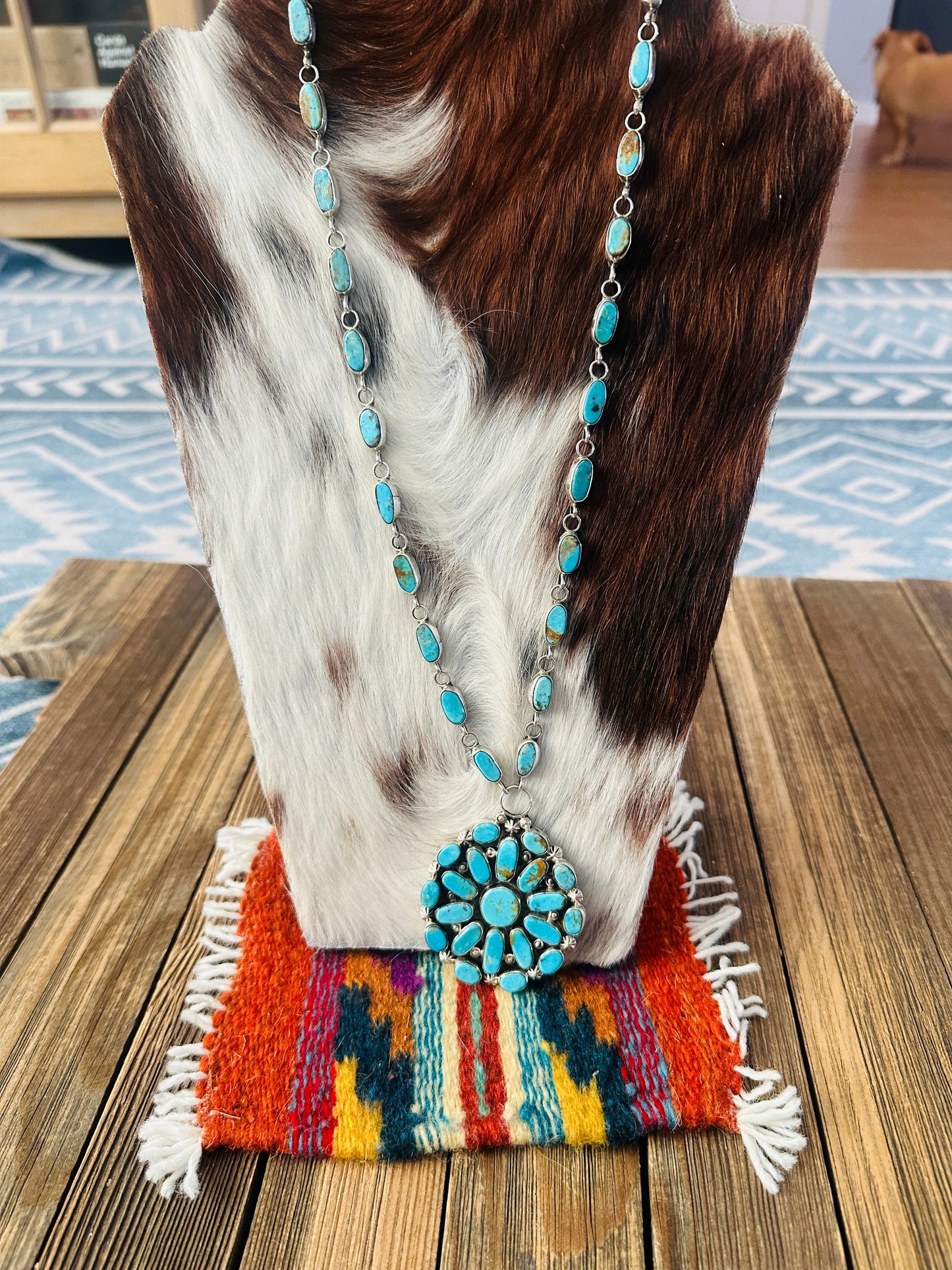 Handcrafted Turquoise & Sterling Silver Cluster Necklace by Jacqueline Silver