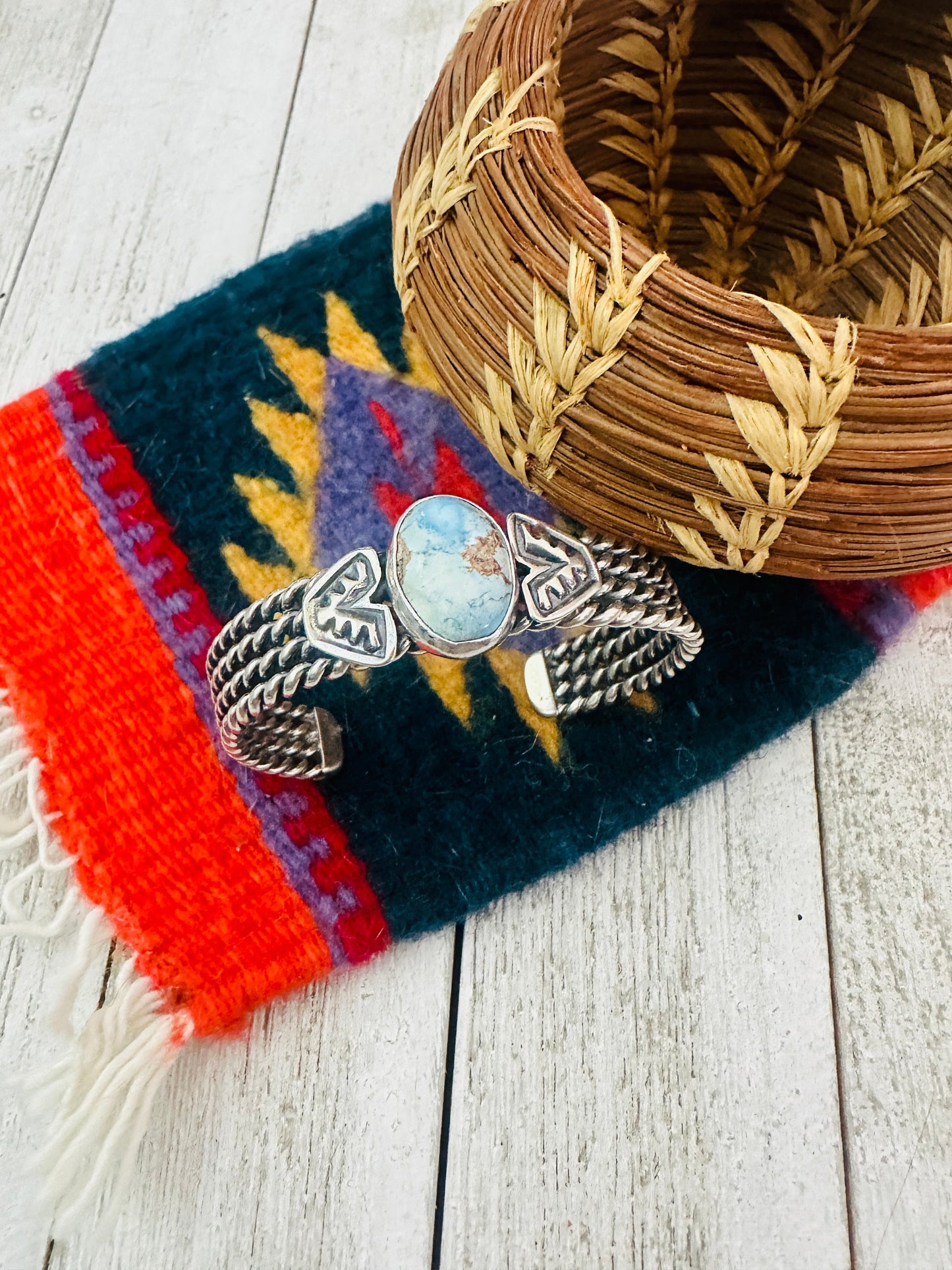 Handcrafted Sterling Silver & Golden Hills Turquoise Cuff Bracelet