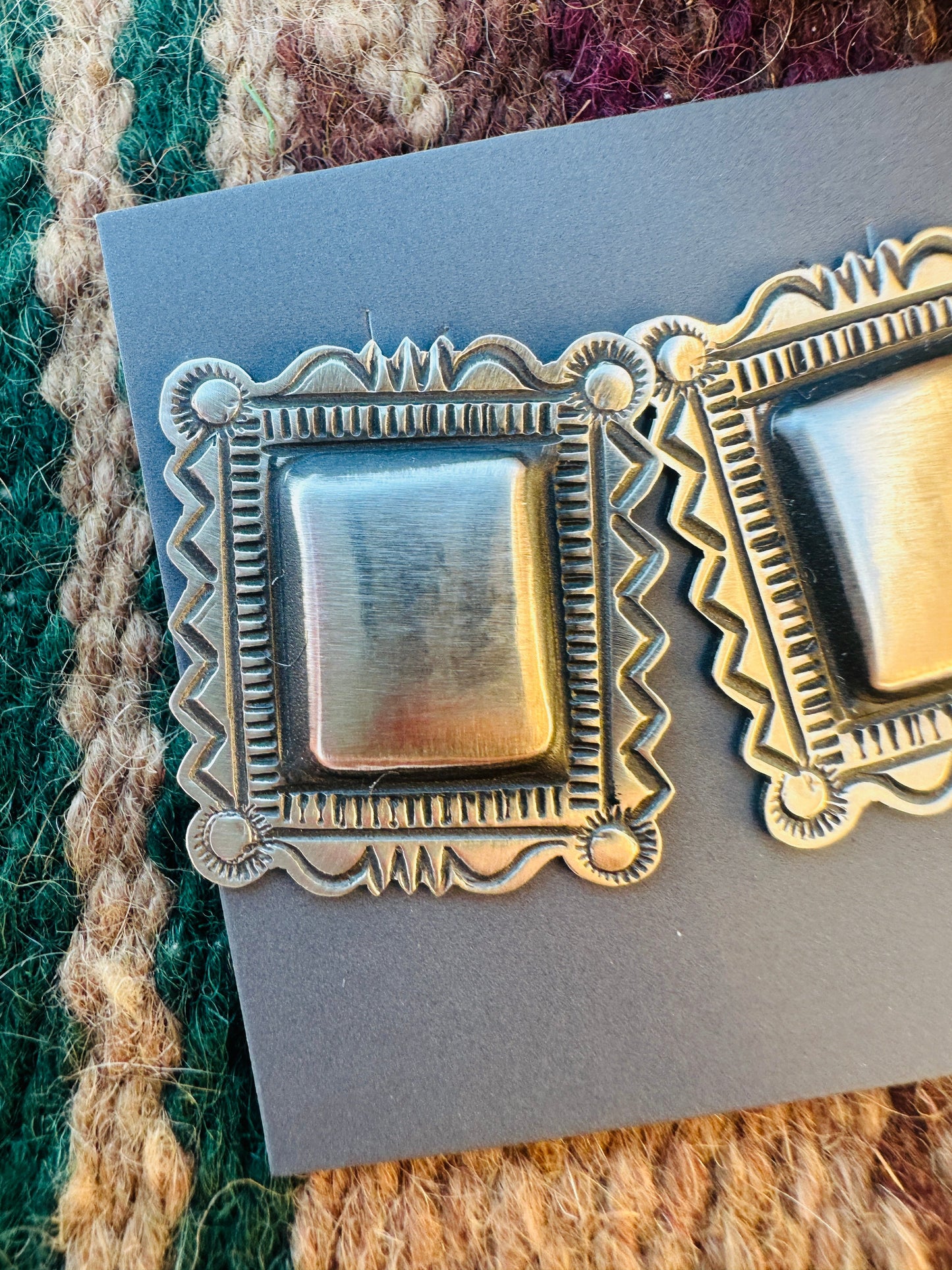 Handcrafted Sterling Silver Concho Post Earrings by Leander Tahe