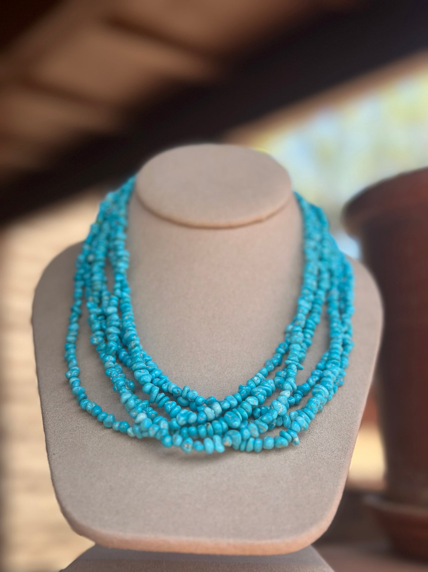 Handcrafted Kingman Turquoise Beaded Necklace
