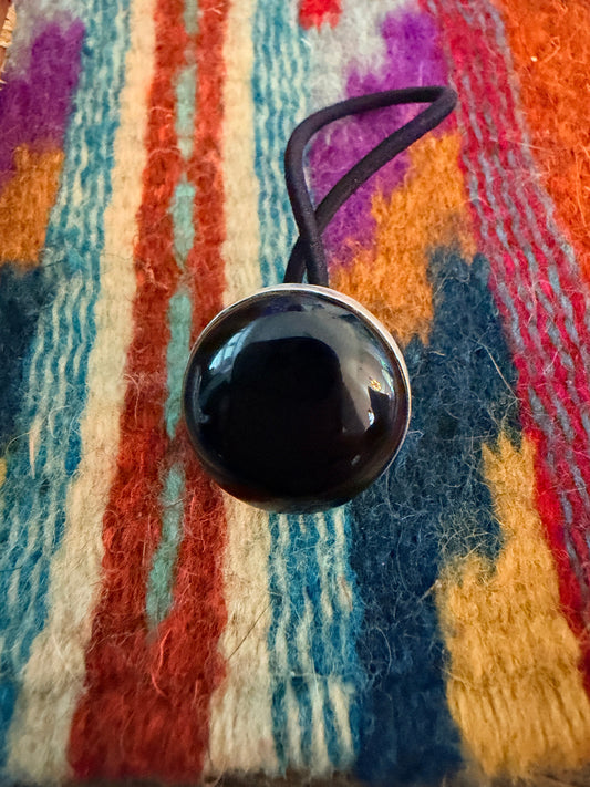 Handcrafted Onyx & Sterling Silver Hair Tie Charm