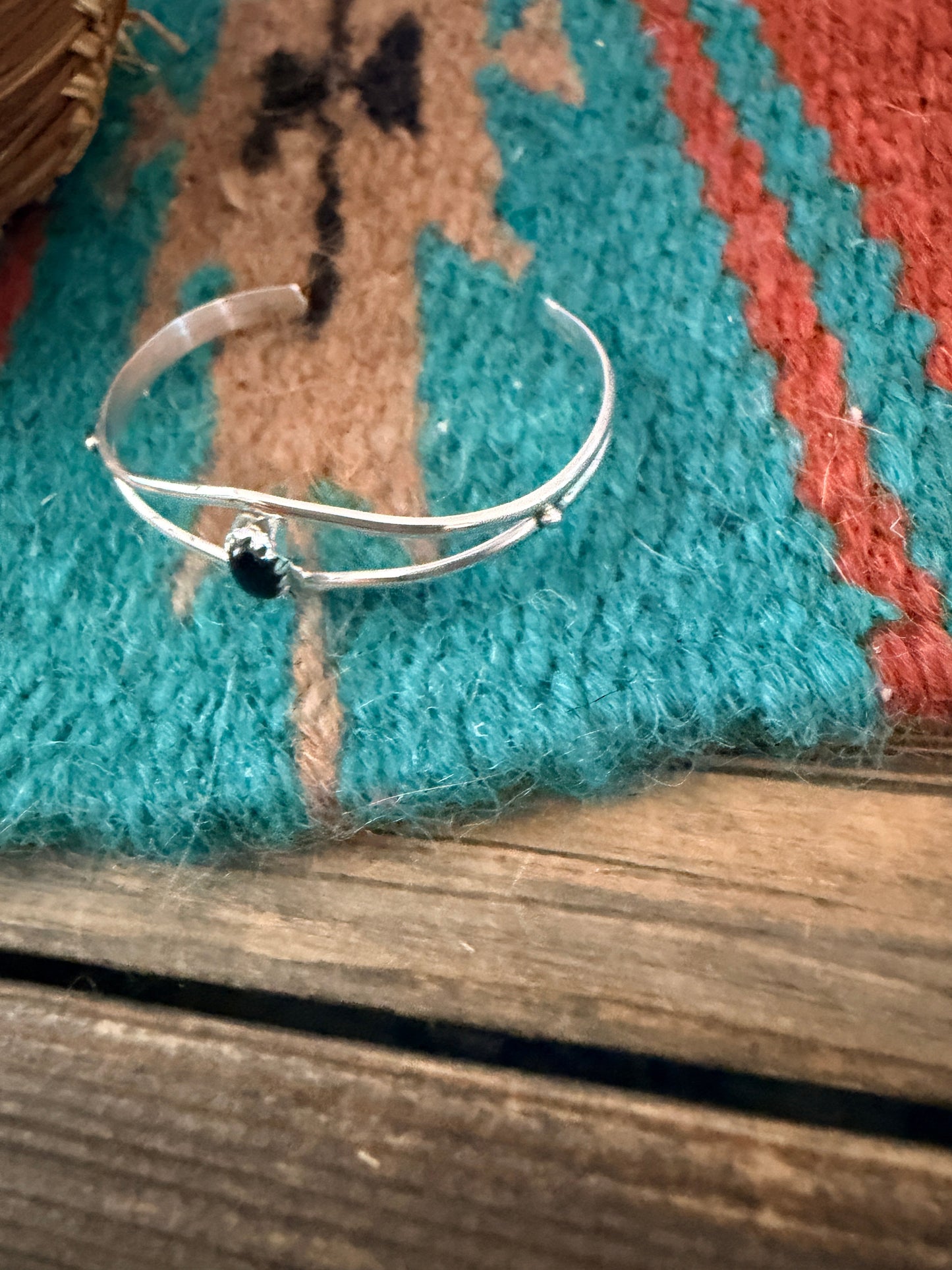 Handcrafted Onyx & Sterling Silver Baby Cuff Bracelet