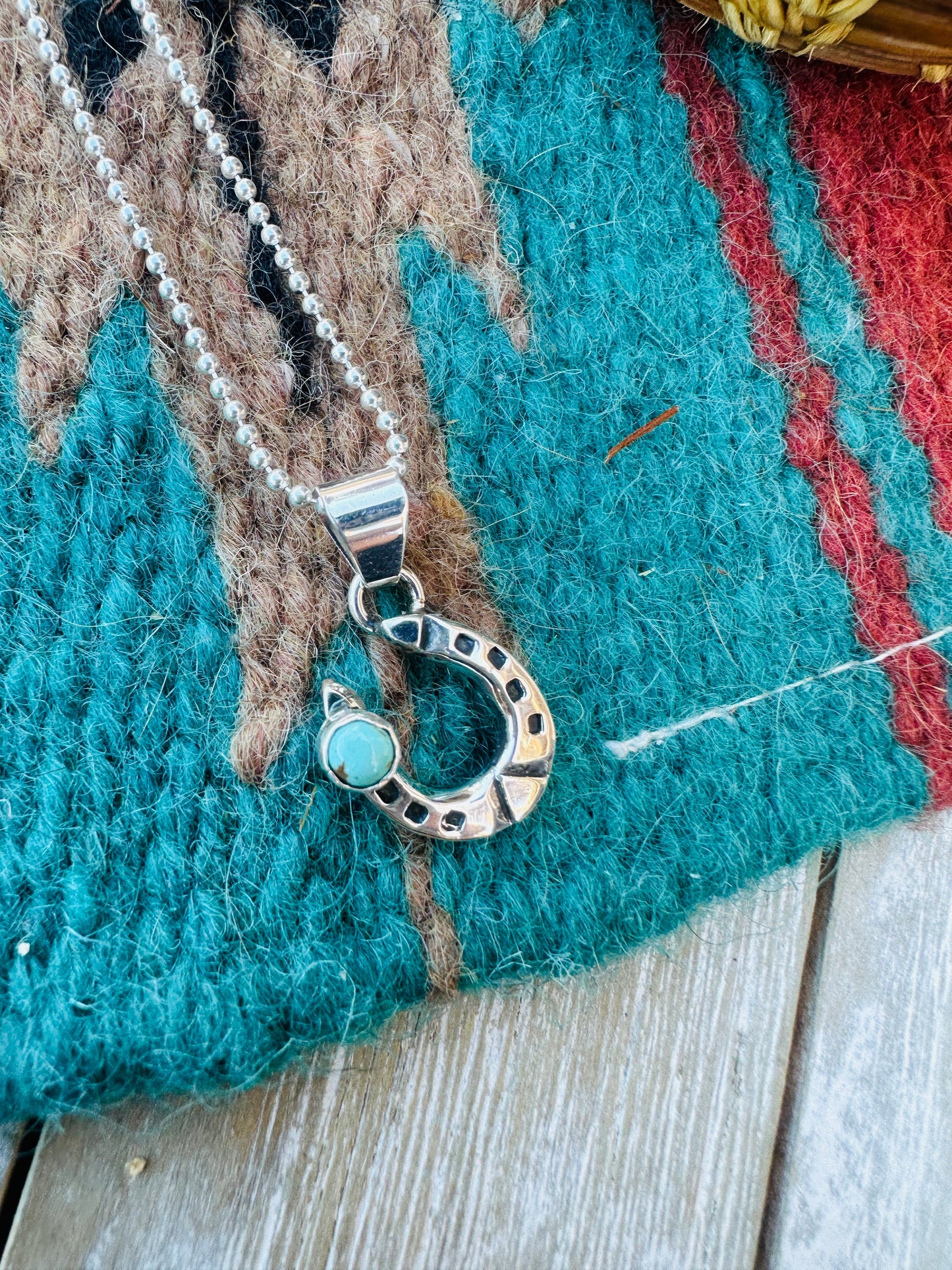 Handcrafted Sterling Silver and Turquoise Horseshoe Mini Pendant
