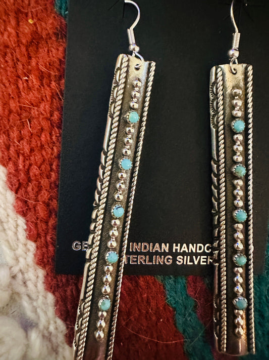 Handcrafted Turquoise & Sterling Silver Dangle Earrings