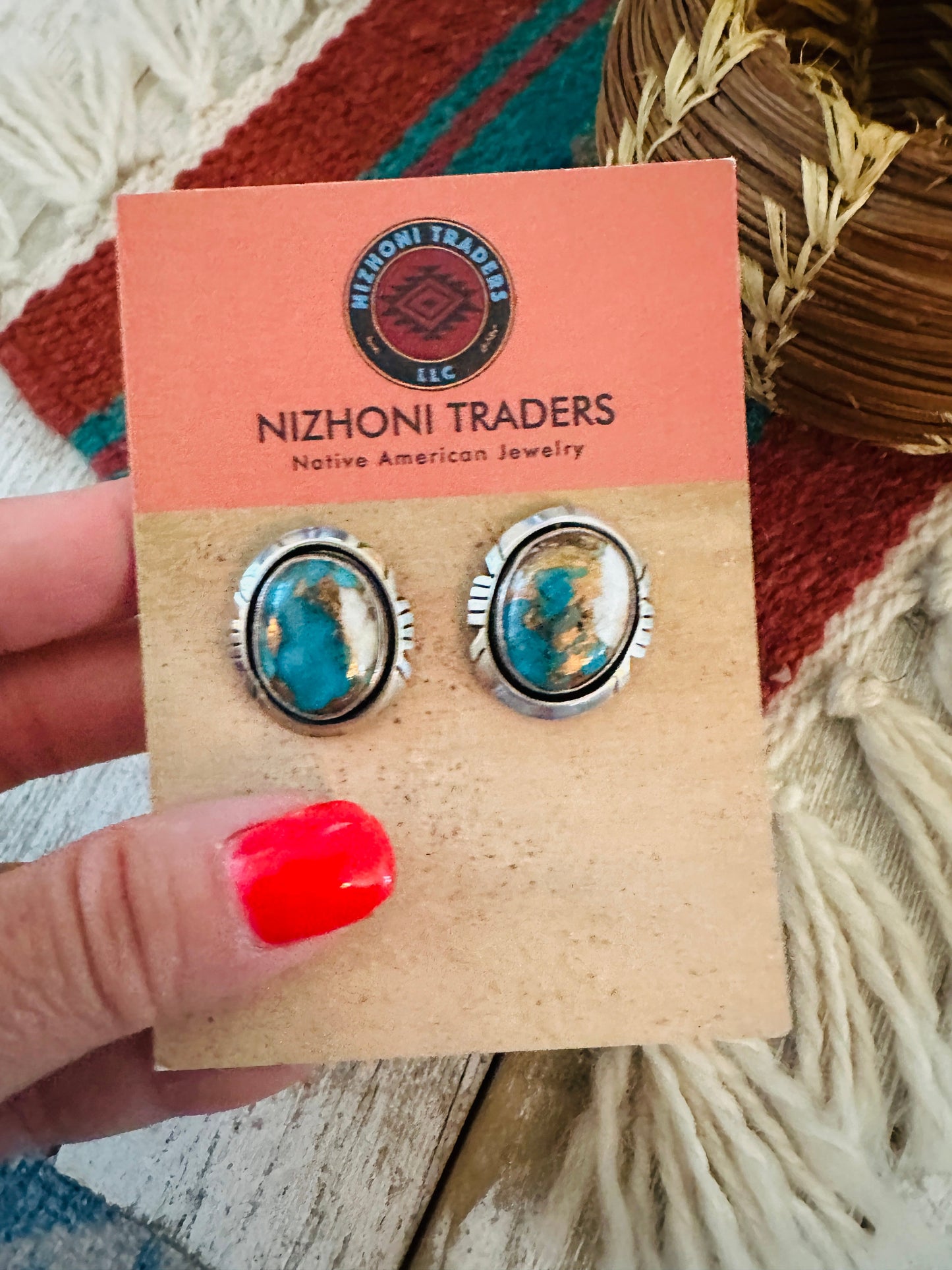 Handcrafted Spice & Sterling Silver Post Earrings