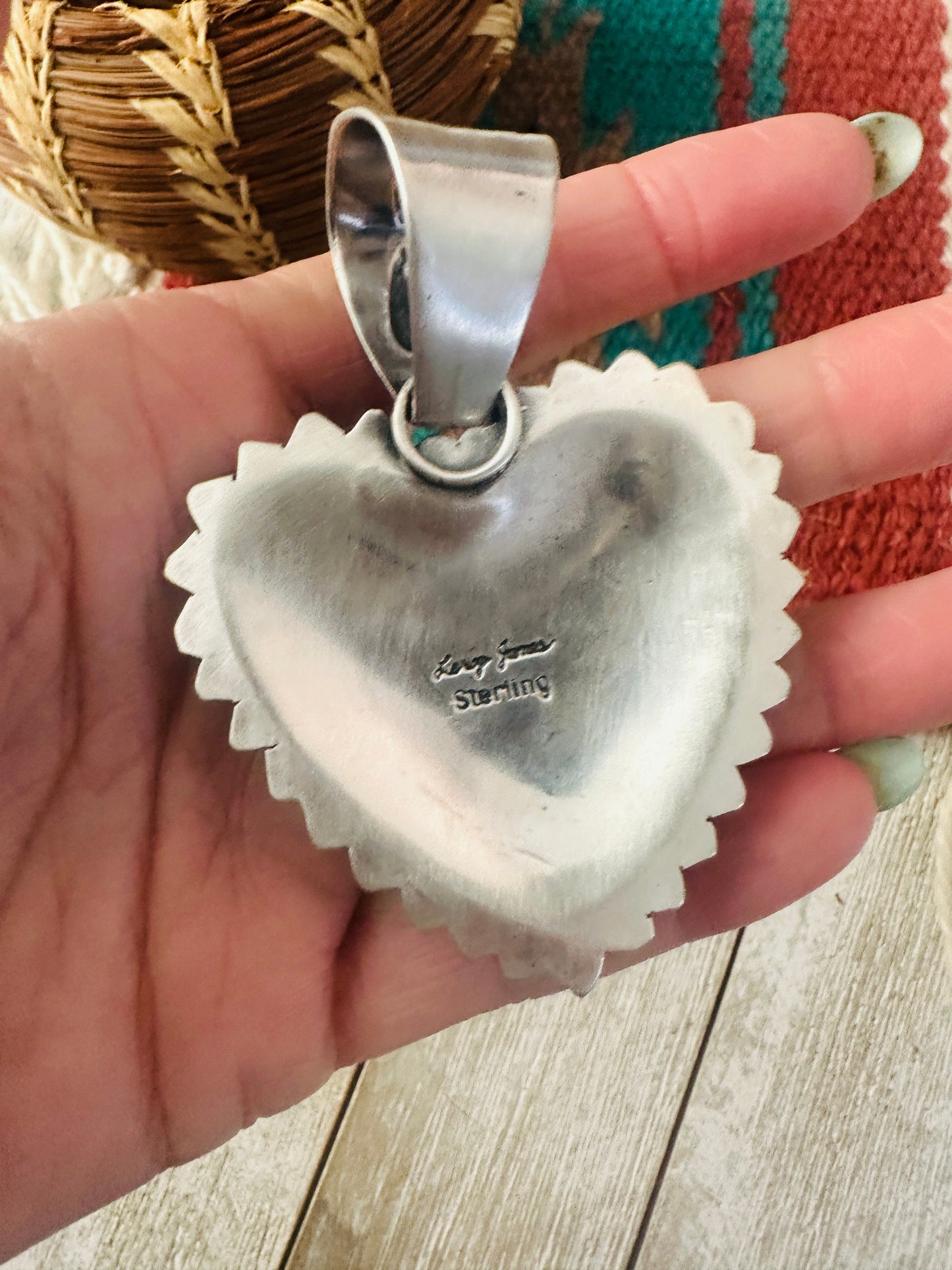 Handcrafted Palomino Turquoise & Sterling Silver Heart Pendant