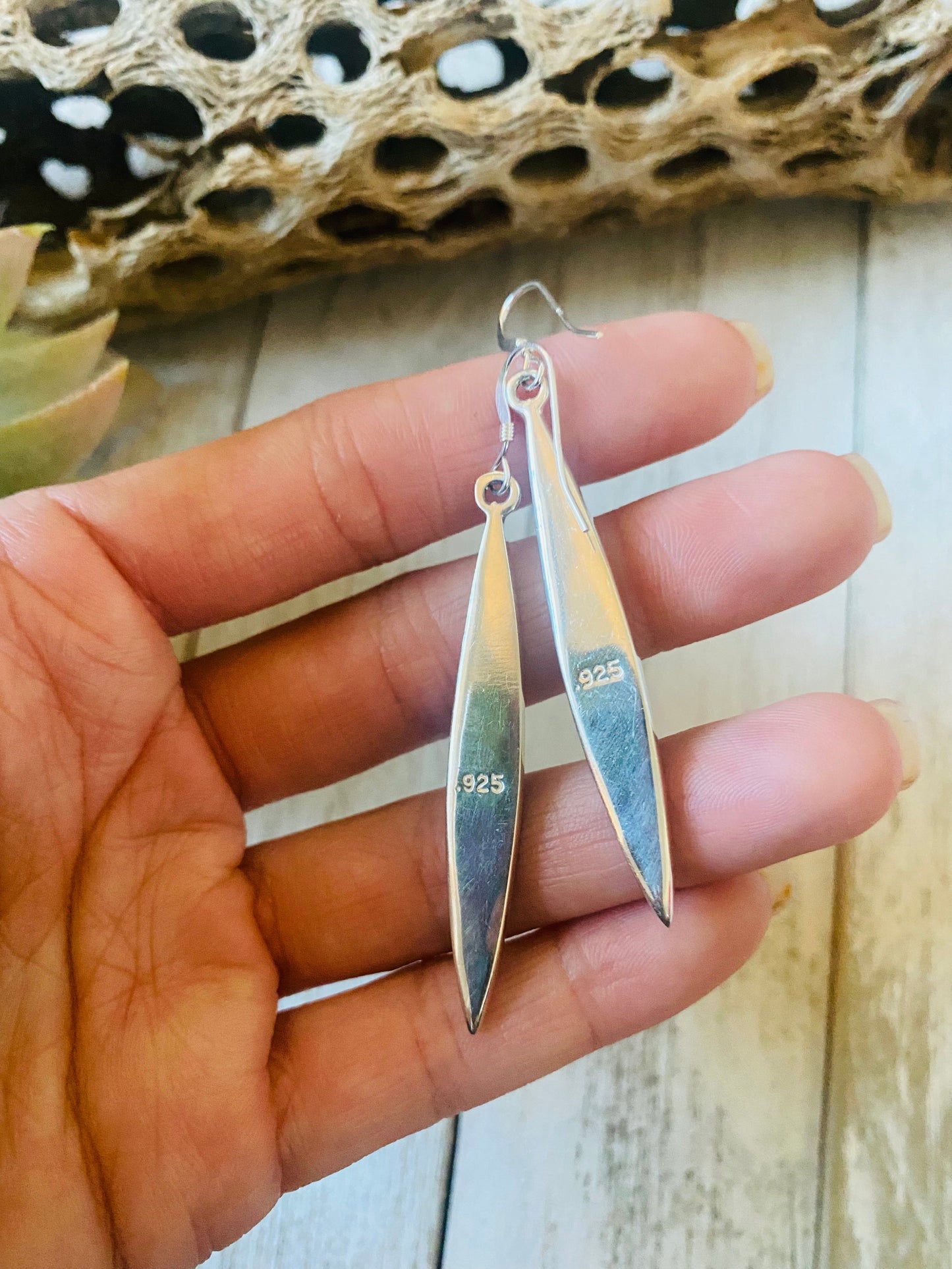 Handcrafted Multi Stone & Sterling Silver Inlay Dangle Earrings