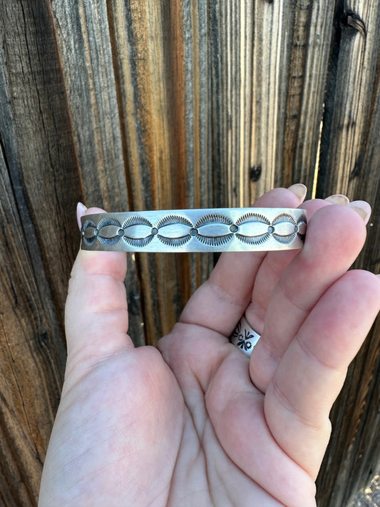 Beautiful Handcrafted Hand Stamped Bracelet Cuff Signed S.Tso