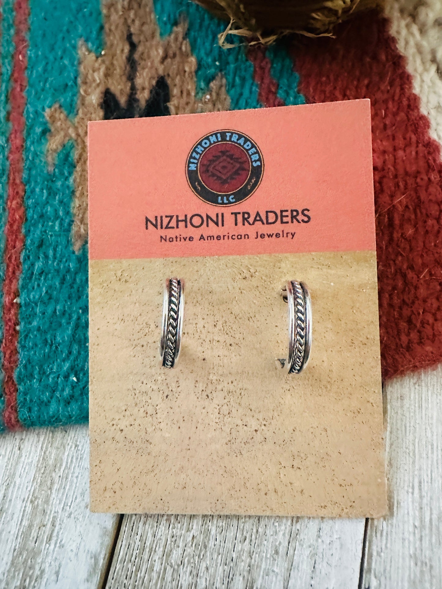 Handcrafted  Hand Stamped Sterling Silver Hoop Earrings