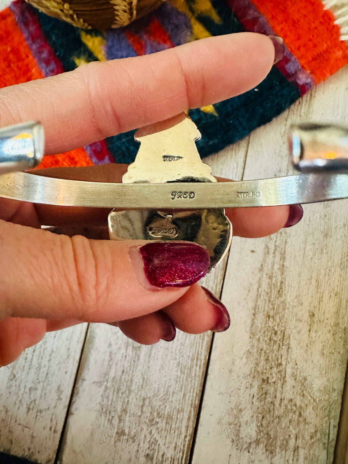 Handcrafted Sterling Silver & Turquoise Cuff Bracelet by Francis Fred