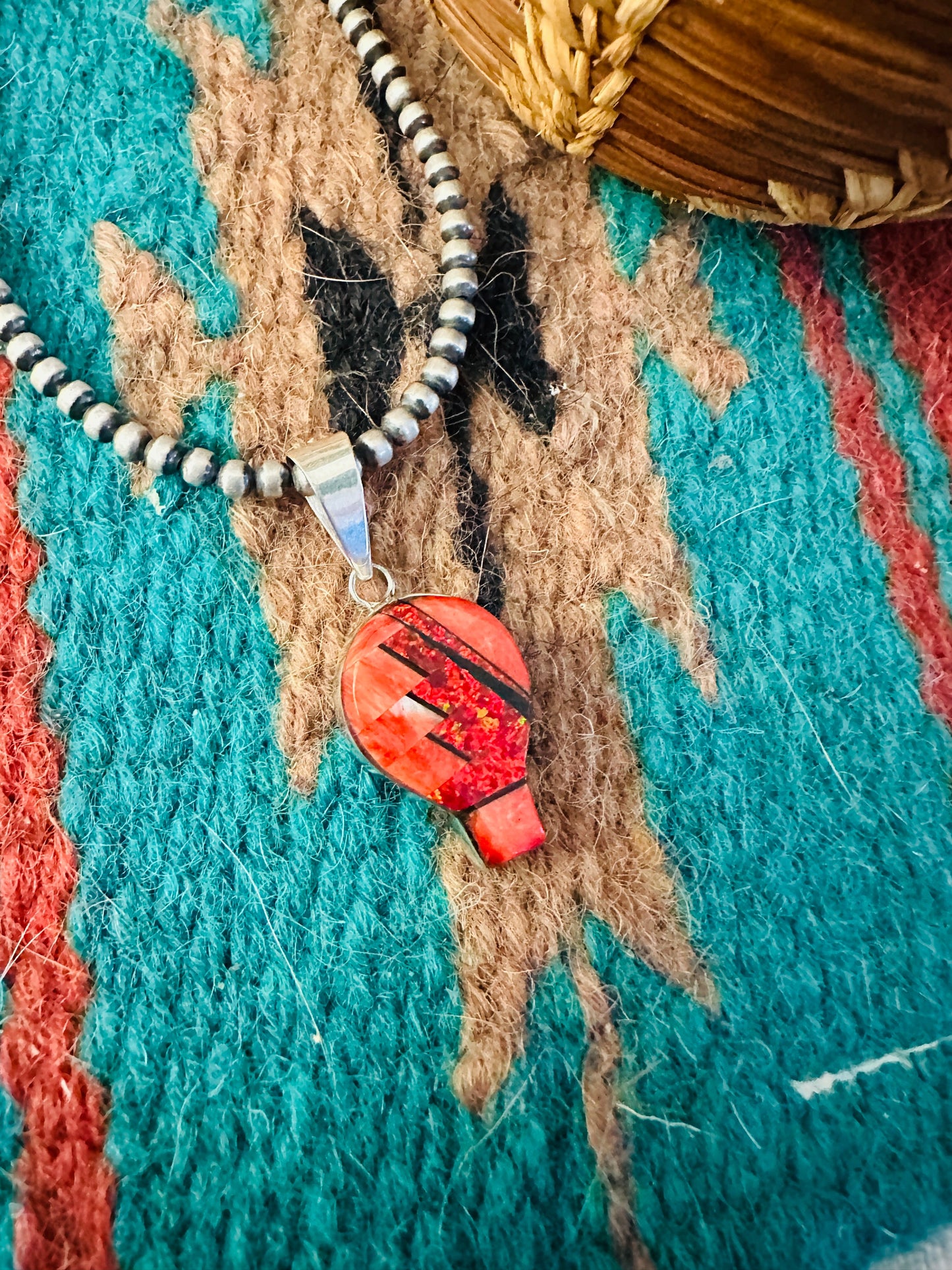 Handcrafted Multi Stone & Sterling Silver Inlay Pendant