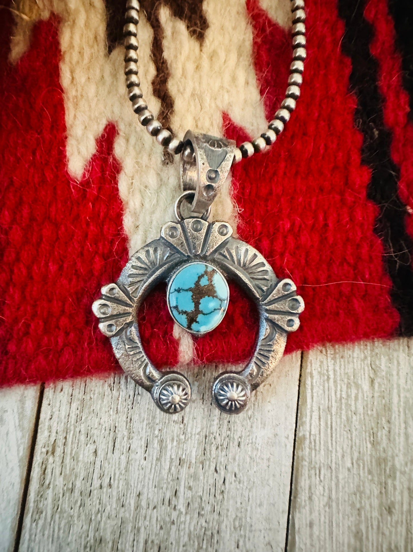 Handcrafted Sterling Silver & Turquoise Naja Pendant by Kevin Billah