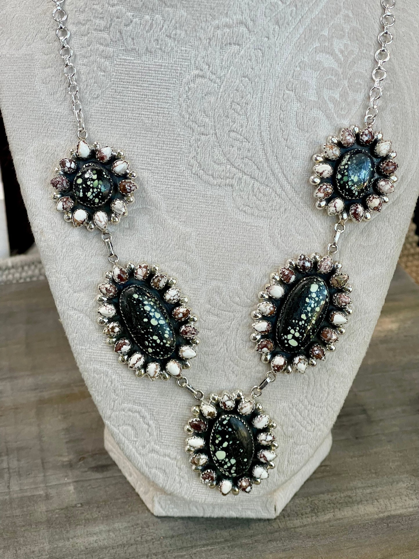 Handmade Sterling Silver , New Lander & Wild Horse Necklace Signed Nizhoni