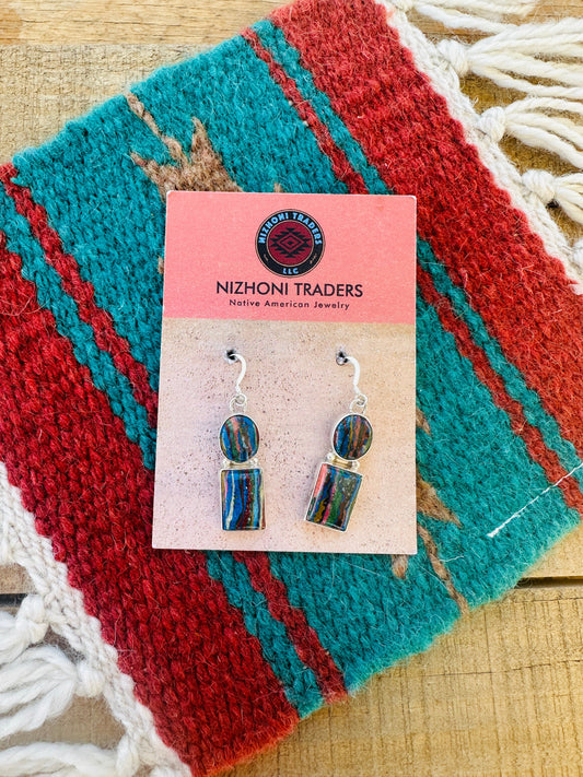 Handcrafted Rainbow Calsilica & Sterling Silver Dangle Earrings