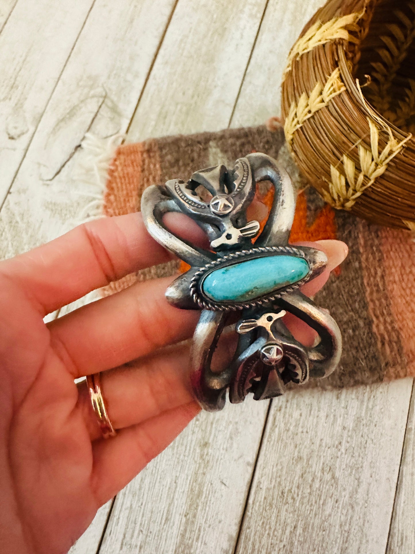 Handcrafted Turquoise & Sterling Silver Cuff Bracelet by Chimney Butte
