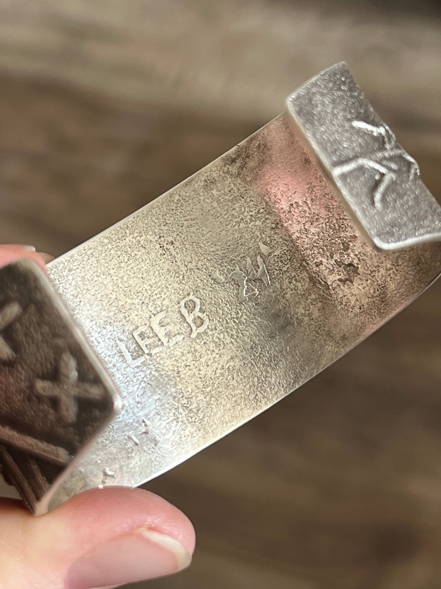 Handcrafted Tufa Cast Sterling Mudhead Cuff Bracelet with Kingman Turquoise by Lee Begay
