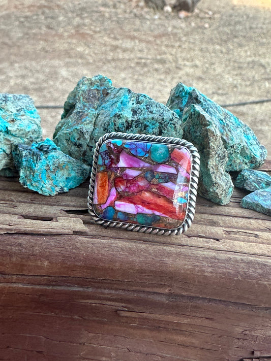 “The Lainey” Handcrafted Pink Dream & Sterling Silver Adjustable Ring by Alfred Martinez