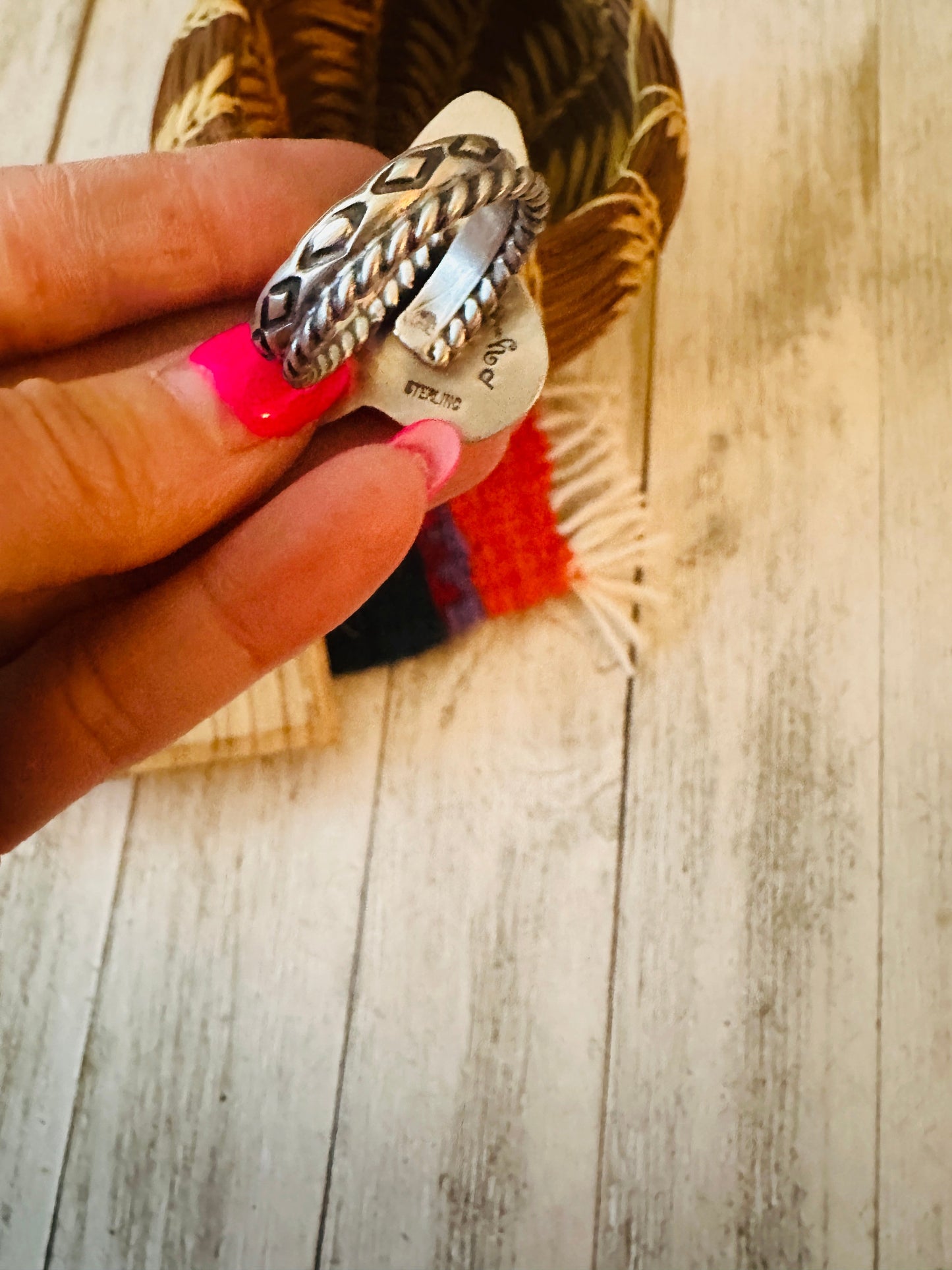 Handcrafted Purple Mojave & Sterling Silver Bullhead Adjustable Ring