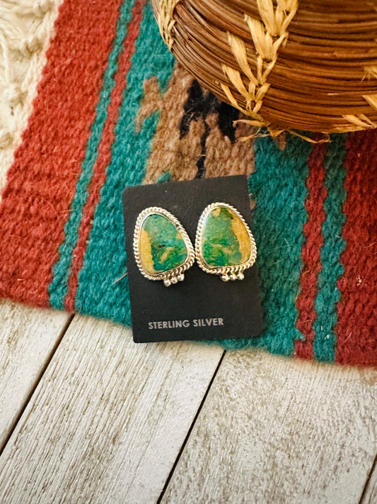 Handcrafted Turquoise & Sterling Silver Post Earrings
