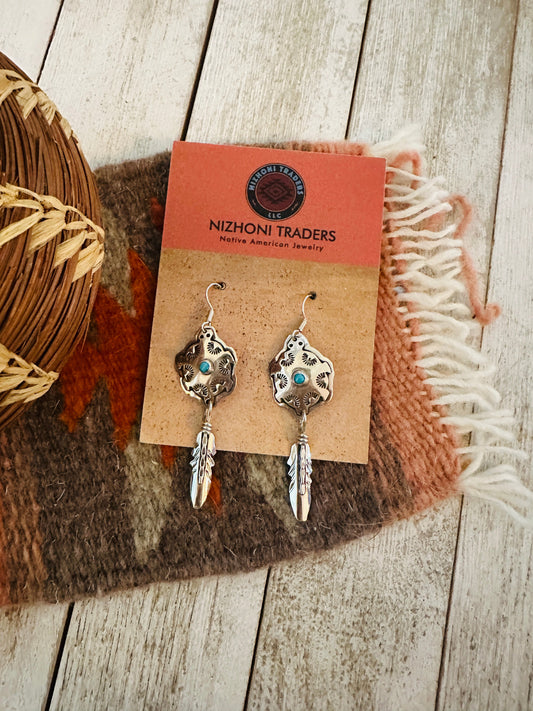 Handcrafted Sterling Silver & Turquoise Turtle Dangle Earrings