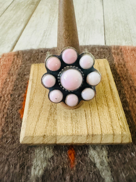 Handcrafted Sterling Silver & Queen Pink Conch Cluster Ring
