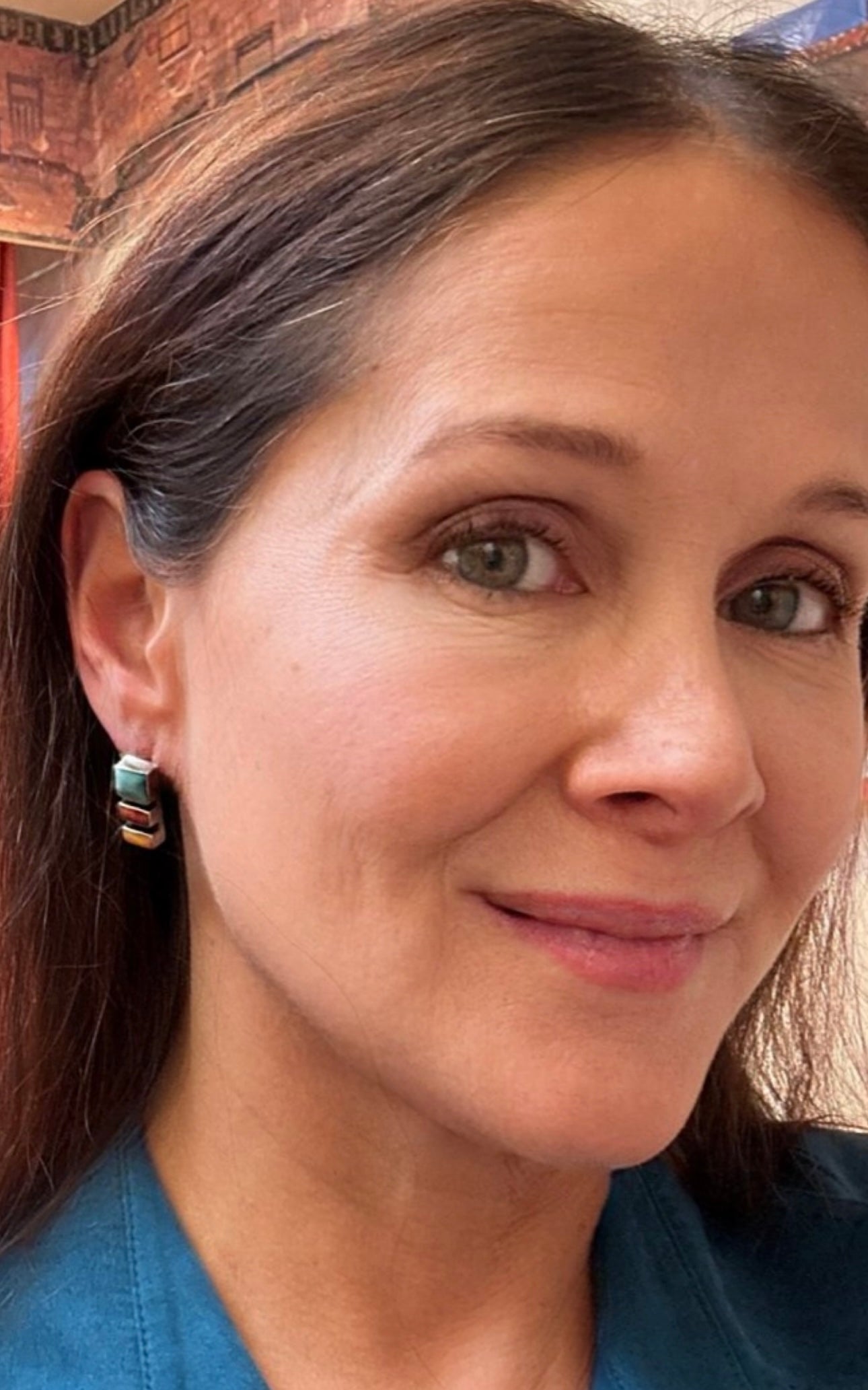 Multistone Mosaic Sterling Silver Earrings
