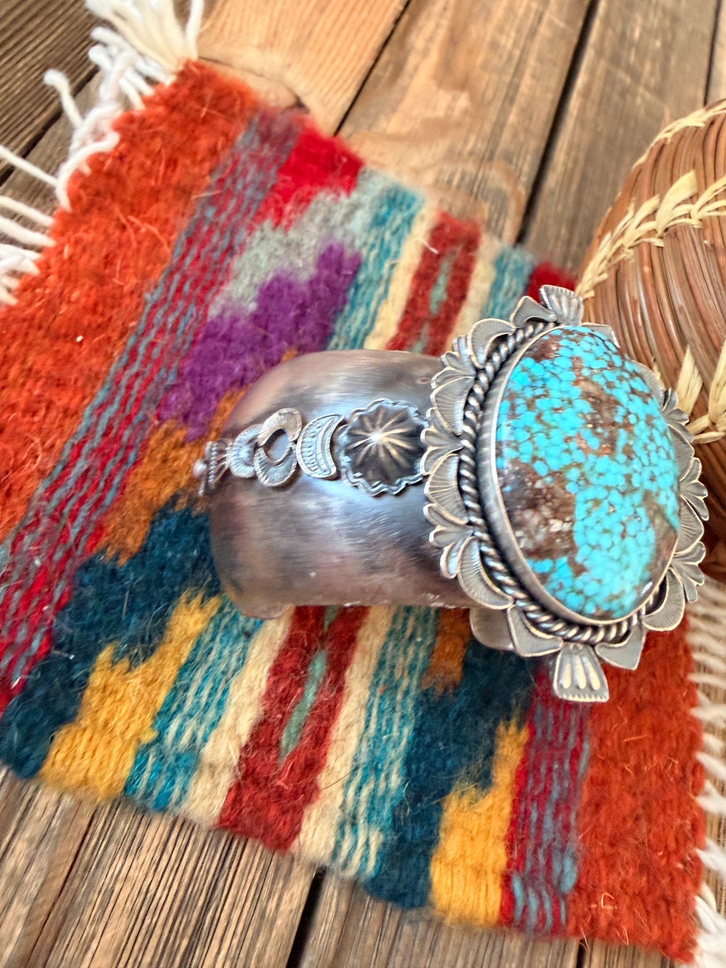 Handcrafted Sleeping Beauty Turquoise & Sterling Silver Cuff Bracelet by Kevin Billah