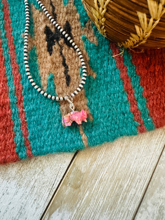 Handcrafted & Hand Carved Pink Mojave Buffalo Charm