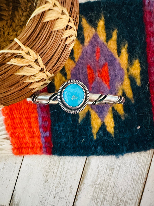 Handcrafted Sterling Silver & Kingman Turquoise Cuff Bracelet