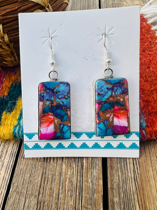 Handcrafted Pink Dream Mojave & Sterling Silver Dangle Earrings by Jacqueline Silver