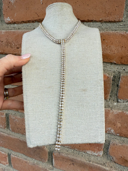 “The Golden Collection” Handmade Gold Plated CZ Link Y Necklace