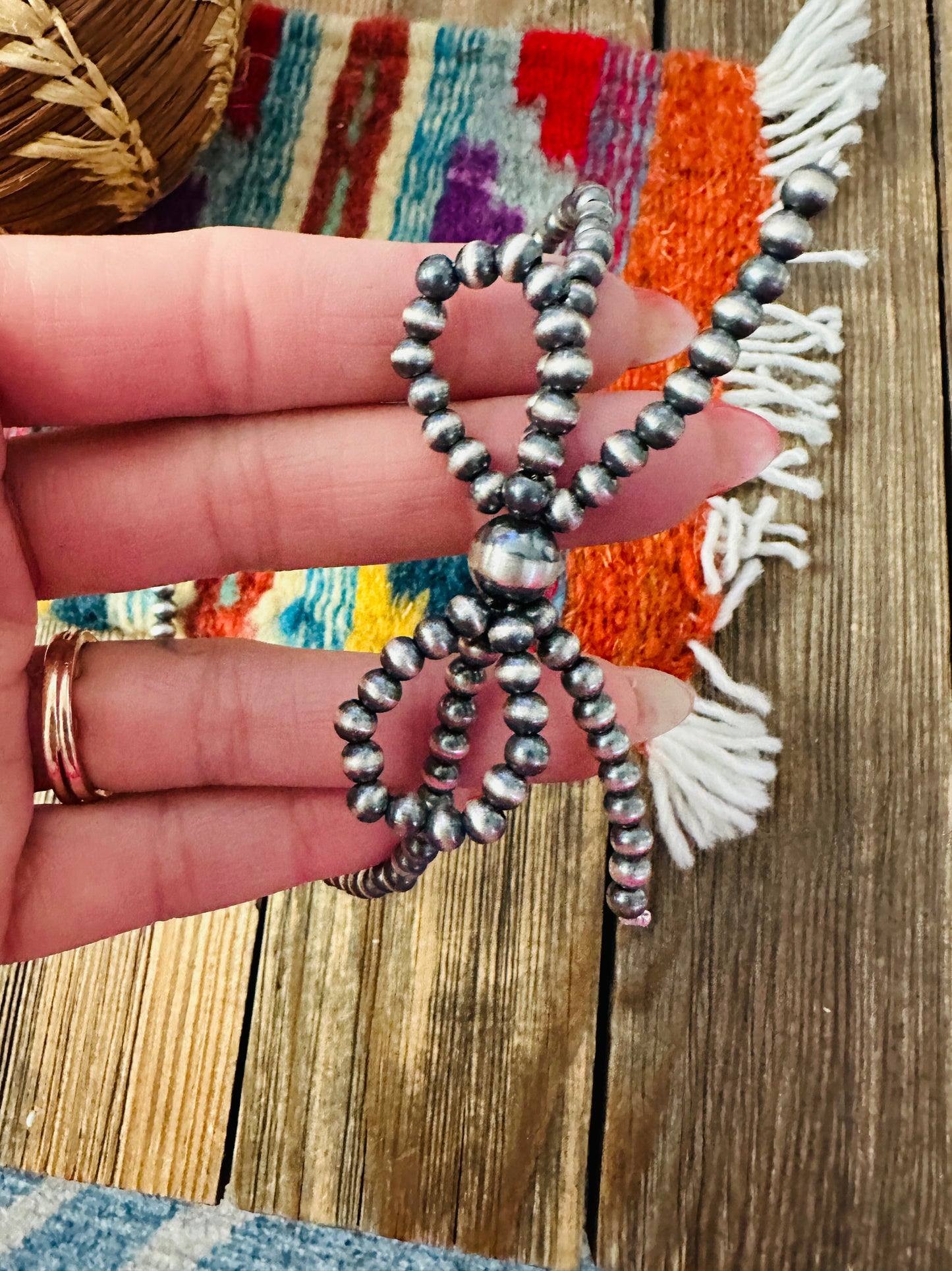 Handcrafted Sterling Silver Beaded Bow Hat Band