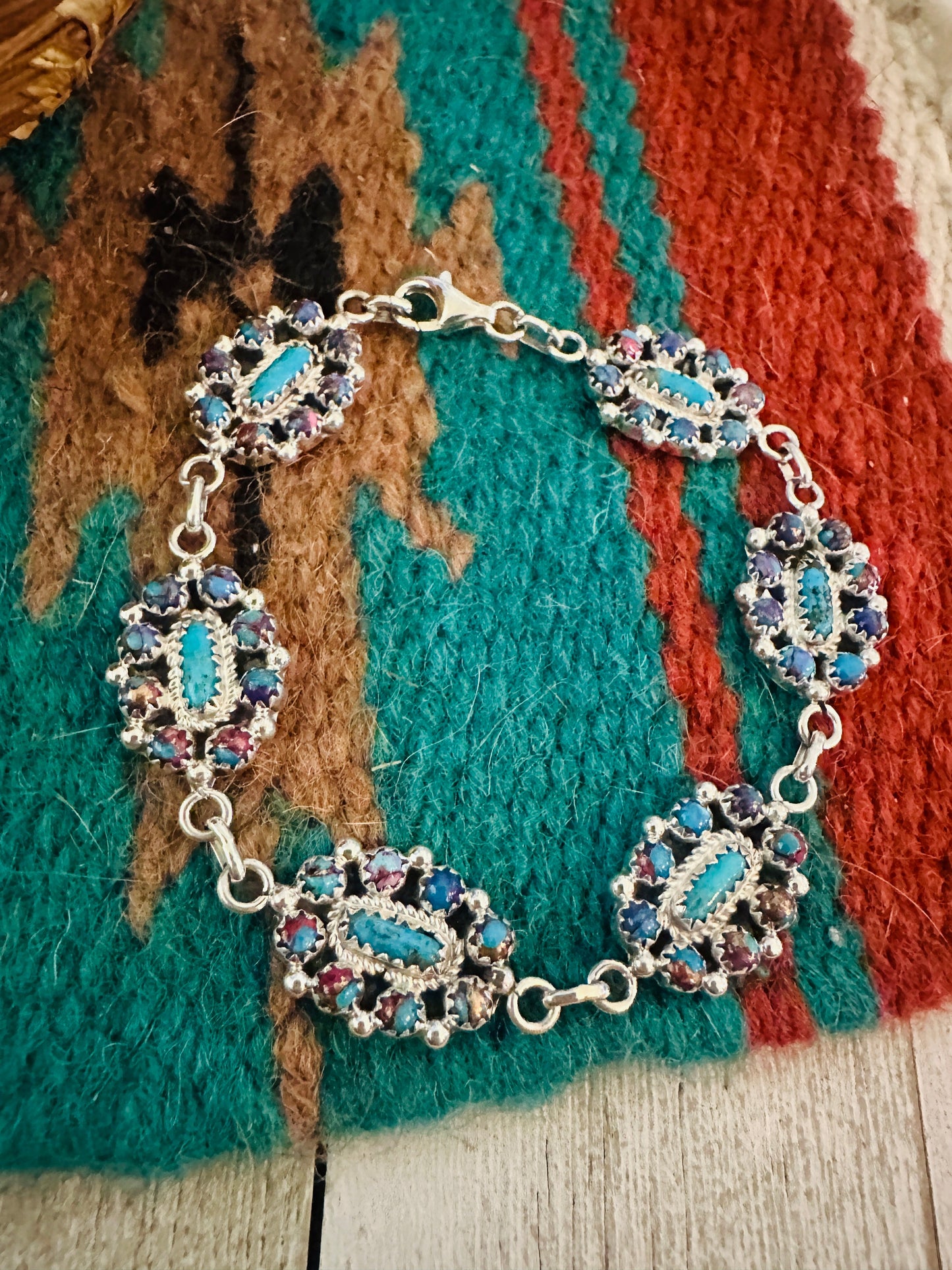 Handcrafted Pink Dream Mojave & Sterling Silver Link Bracelet