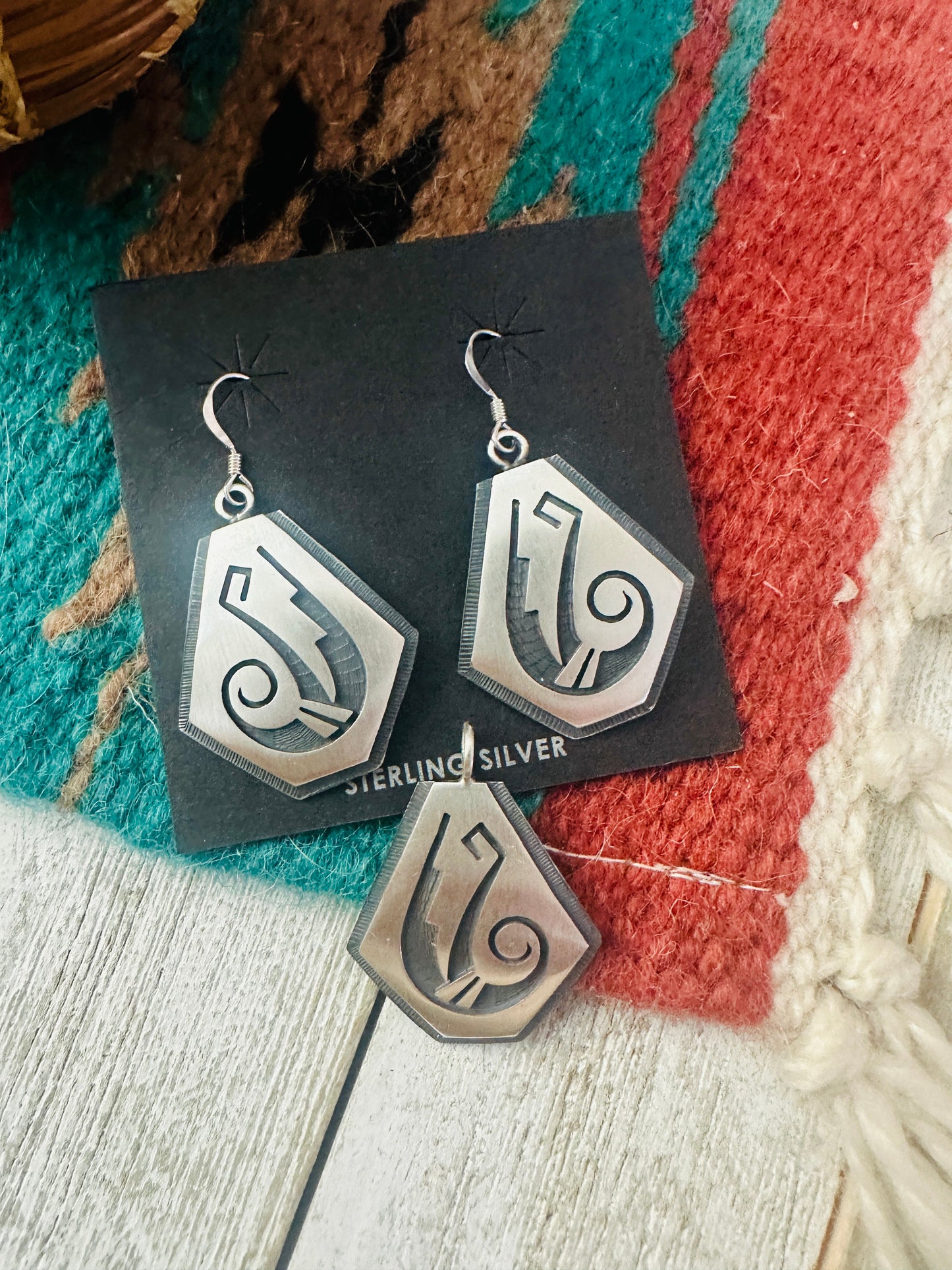 Handcrafted Sterling Silver Earring And Pendant Set