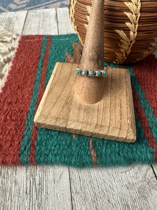 Handcrafted Sterling Silver & Turquoise Twisted Band Ring