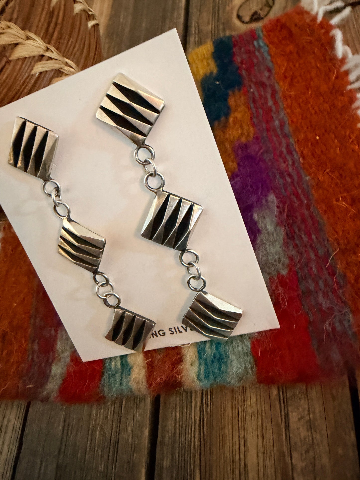 Handcrafted Leander Tahe Sterling Silver Dangle Earrings