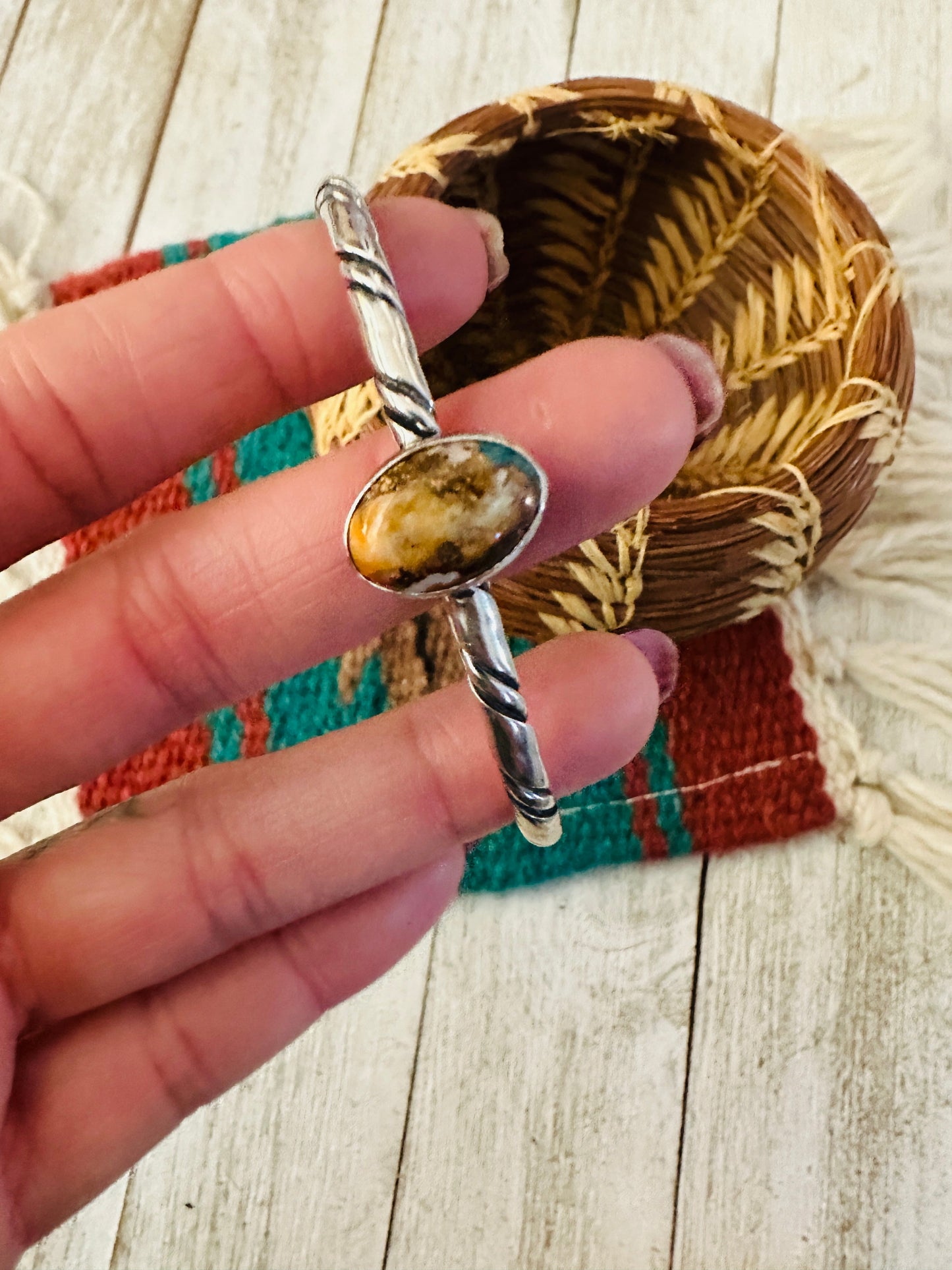 Handcrafted Sterling Silver & Spice Cuff Bracelet