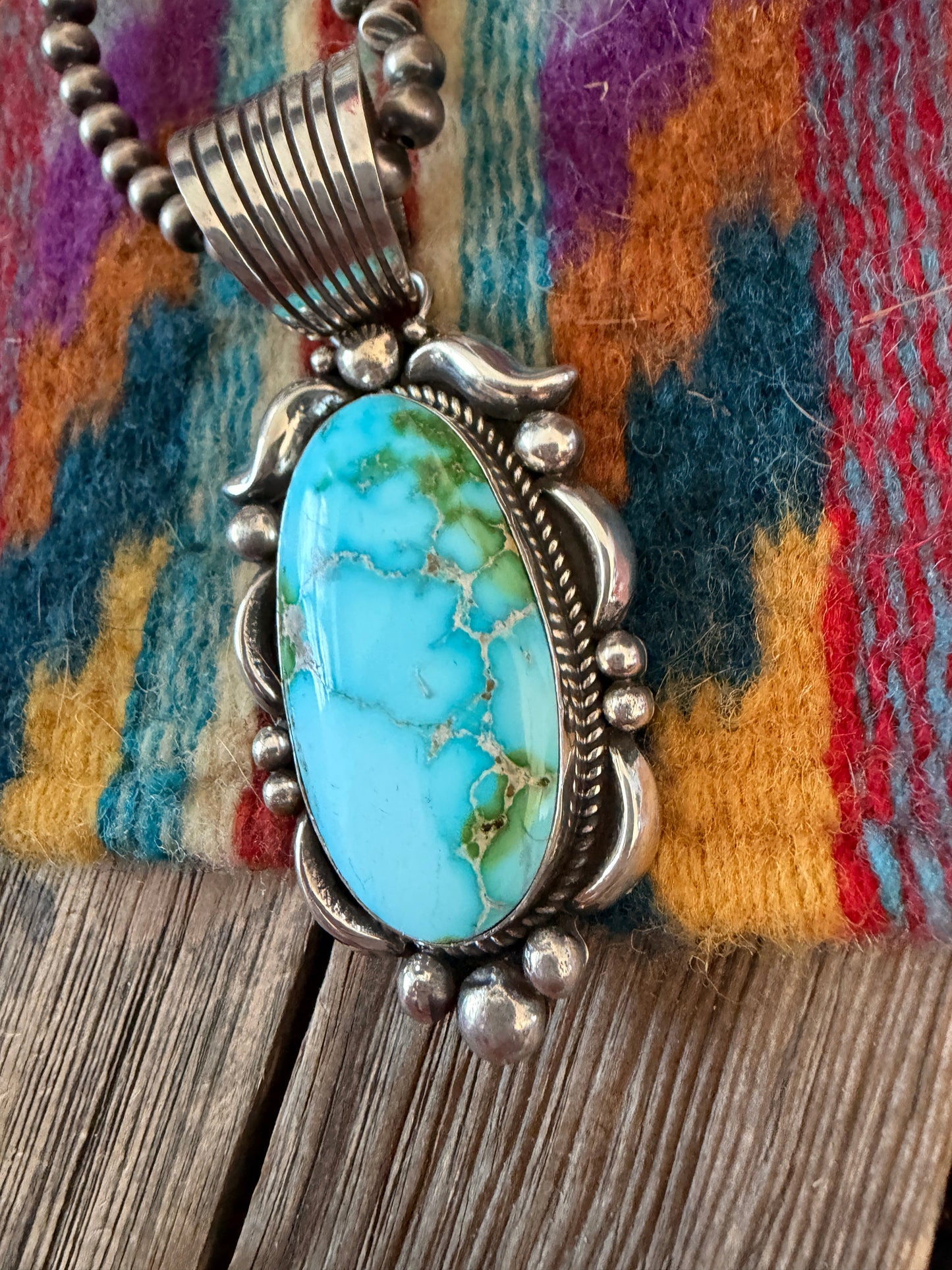 Handcrafted Sterling Silver & Sonoran Mountain Turquoise Pendant by Albert Jake