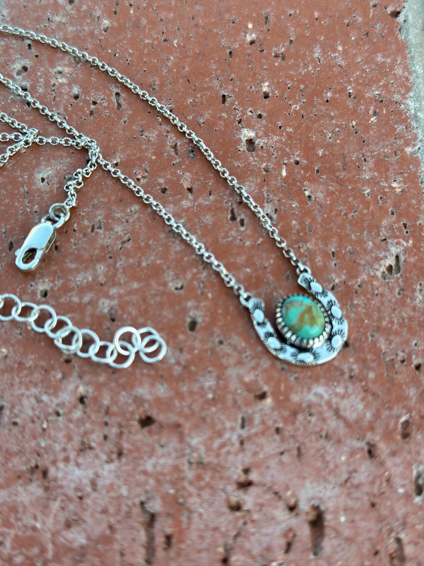 Handmade Turquoise & Sterling Silver Horseshoe  Necklace