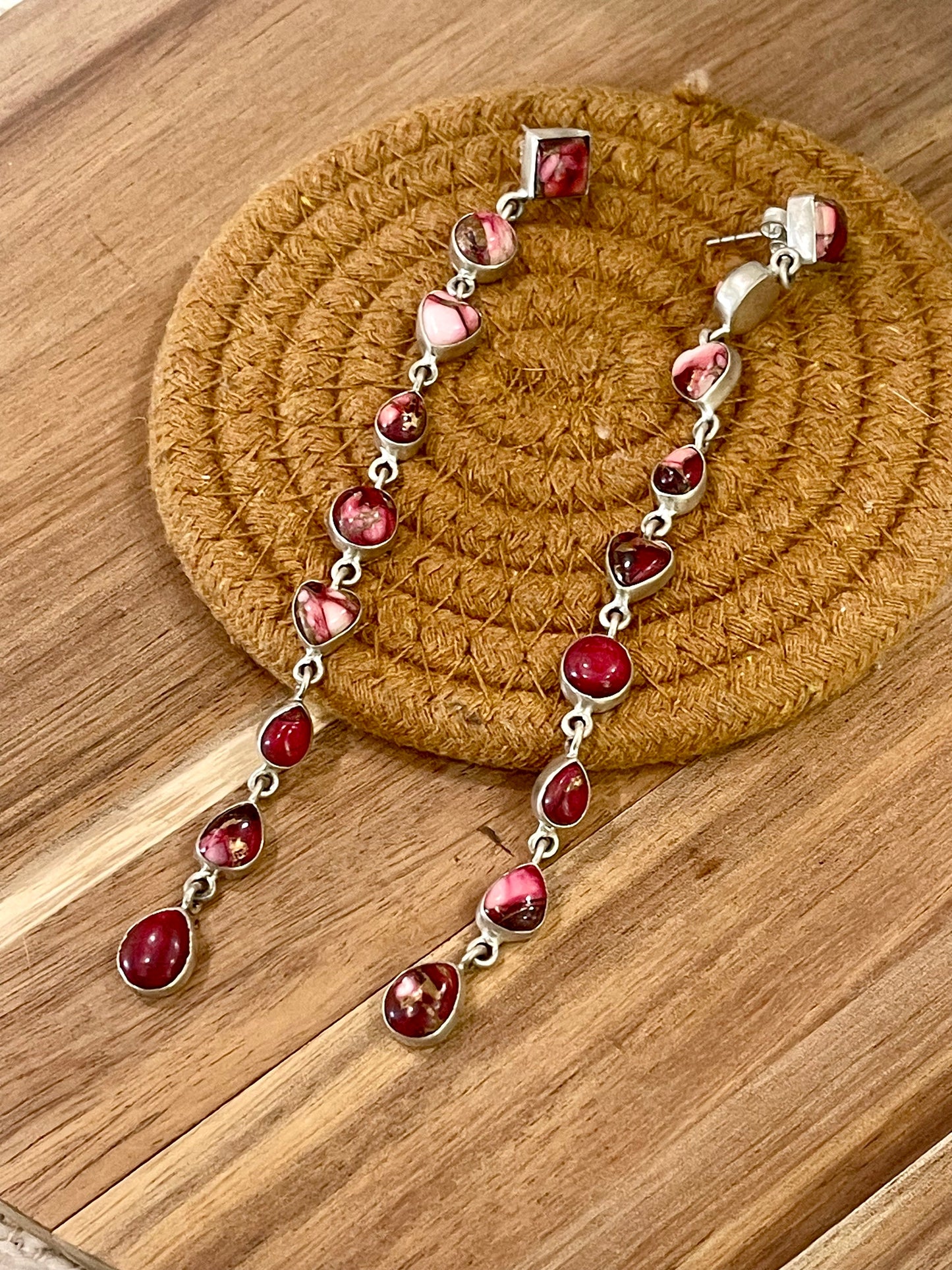 Beautiful Handmade Sterling Silver & Dahlia Rose Dangle Earringgs
