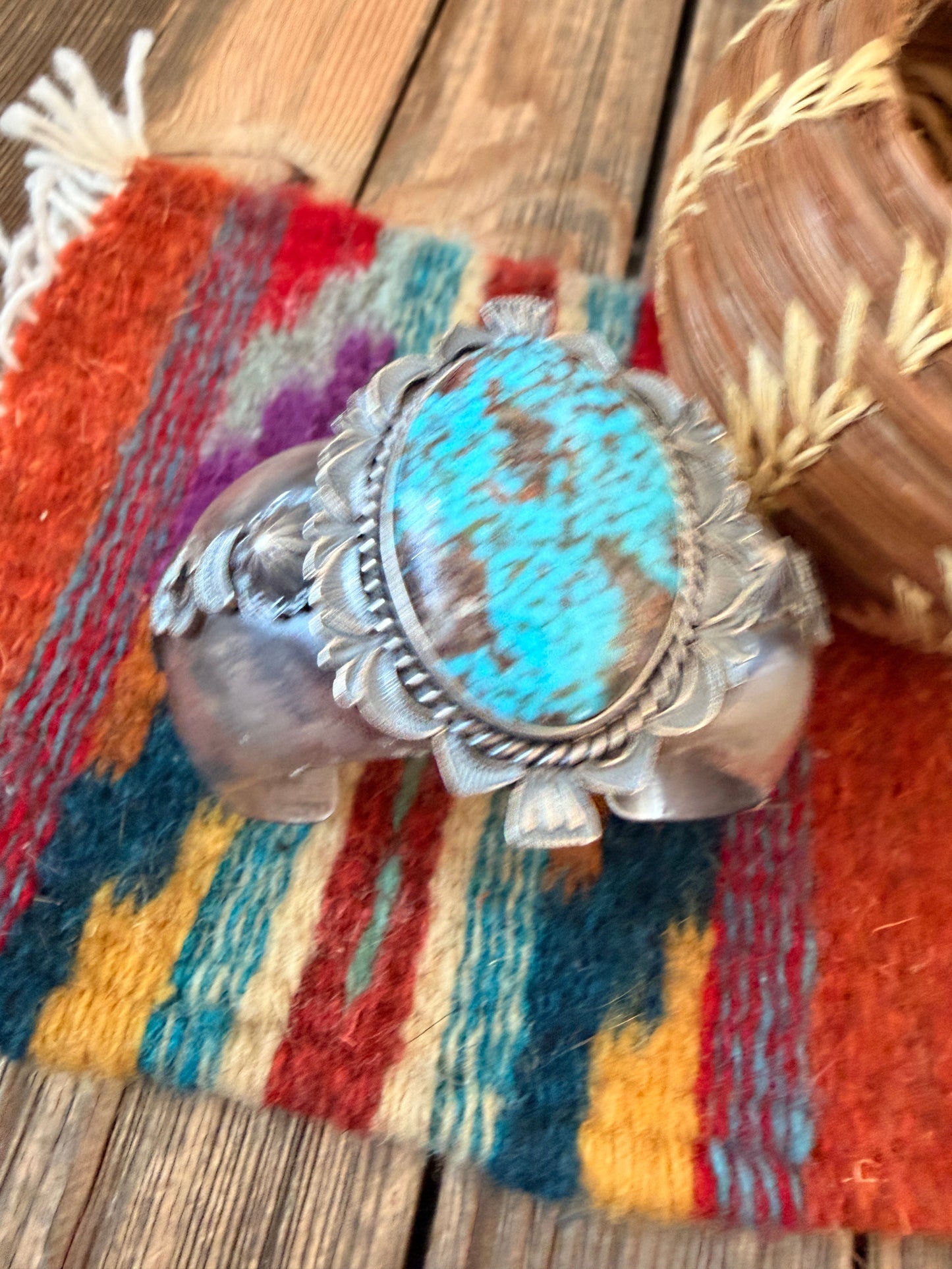 Handcrafted Sleeping Beauty Turquoise & Sterling Silver Cuff Bracelet by Kevin Billah