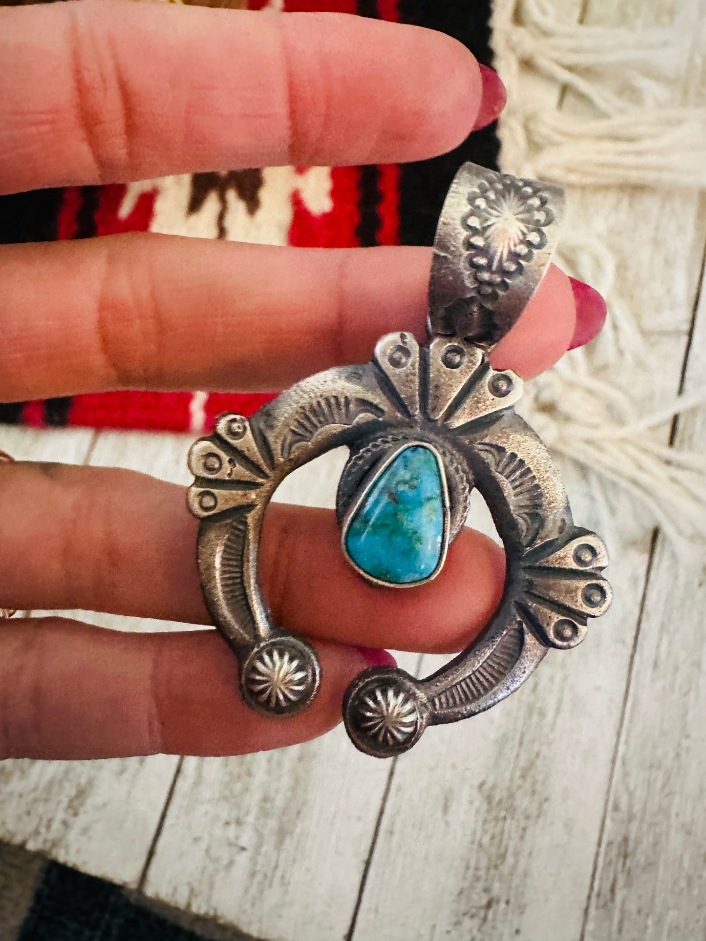 Handcrafted Sterling Silver & Turquoise Naja Pendant by Kevin Billah