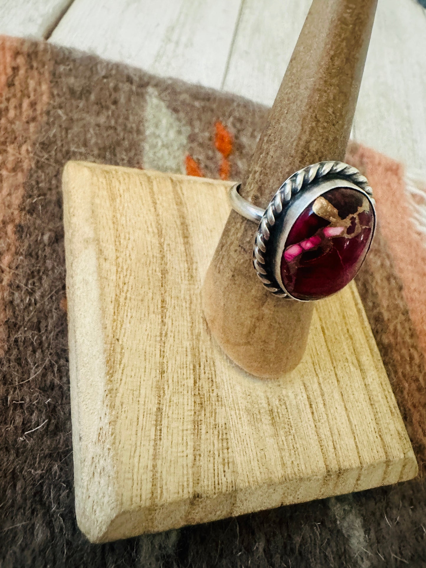 Handcrafted Sterling Silver & Rose Dahlia Adjustable Ring